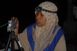 Julie gathering data in the field (looking very serious). 